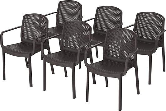 Premium Cedarattan Armchair Set of 6 - Dark Brown Outdoor Furniture UAE | Dubai Abu Dhabi Sharjah Dark Brown