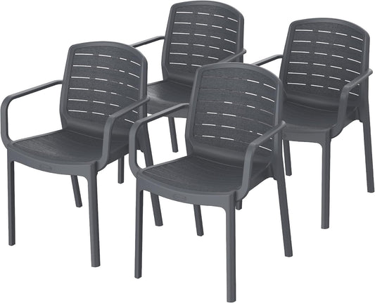 Premium Cedargrain Armchair Set of 4 - UAE Wide Delivery | Dubai Abu Dhabi Sharjah Dark Grey