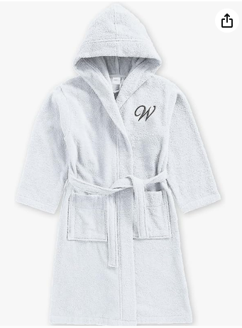 INFINI HOMES Daffodil Kids Monogrammed Bathrobe - Premium Terry Cotton Hooded Robe for Children