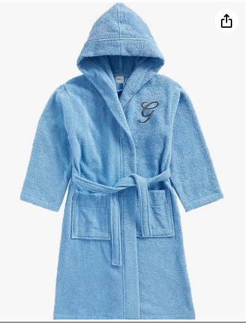 INFINI HOMES Daffodil Monogrammed Kids Bathrobe - Premium Terry Cotton Hooded Robe for 8 Year Olds