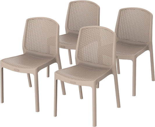 Premium Cedarattan Armless Chairs Set of 4 - UAE Wide Delivery | Dubai Abu Dhabi Sharjah Warm Taupe