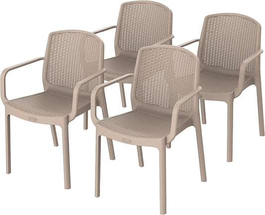 Premium Cedarattan Armchair Set of 4 - UAE Wide Delivery | Dubai Abu Dhabi Sharjah Warm Taupe