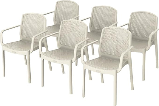 Premium Cedarattan Armchair Set of 6 - Dark Brown Outdoor Furniture UAE | Dubai Abu Dhabi Sharjah Warm Grey