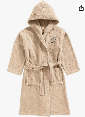 INFINI HOMES Premium Kids Bathrobe - Daffodil Monogrammed Terry Cotton Hooded Robe 12 Years