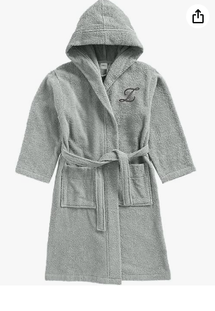 INFINI HOMES Daffodil Monogrammed Kids Bathrobe - Premium Terry Cotton Hooded Robe for 12 Year Olds (125x133cm) - Letter Z