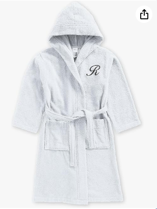 INFINI HOMES Premium Kids Bathrobe - Monogrammed Terry Cotton Hooded Robe for 8 Year Olds