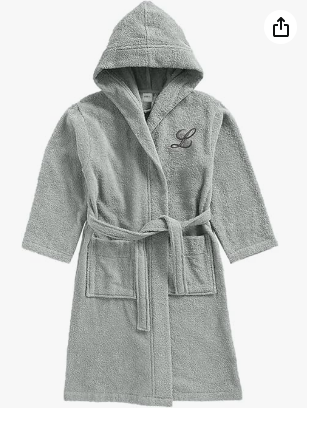 INFINI HOMES Daffodil Monogrammed Kids Bathrobe - Premium Terry Cotton Hooded Robe for 8 Year Olds