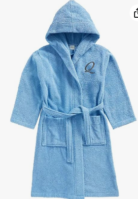INFINI HOMES Daffodil Monogrammed Kids Bathrobe - Premium Terry Cotton Hooded Robe for 6 Year Olds