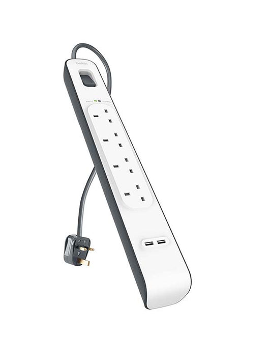 Belkin BSV401AF2M 4-Outlet Surge Protector with 2 USB Ports 2.4A - White | UAE