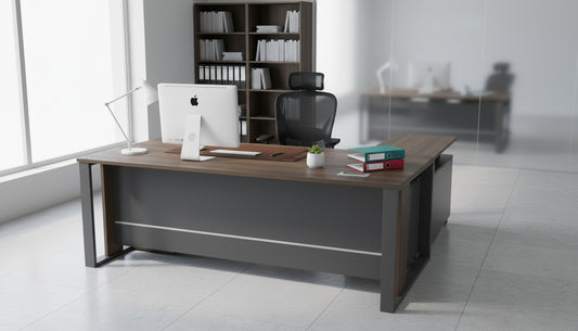 Office Desk with Side Table 160x80cm - Modern Executive Workstation Dubai UAE | INFINI HOMES