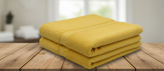 Premium Daffodil Yellow Bath Towel Set UAE | 600 GSM Cotton 70x140cm Dubai
