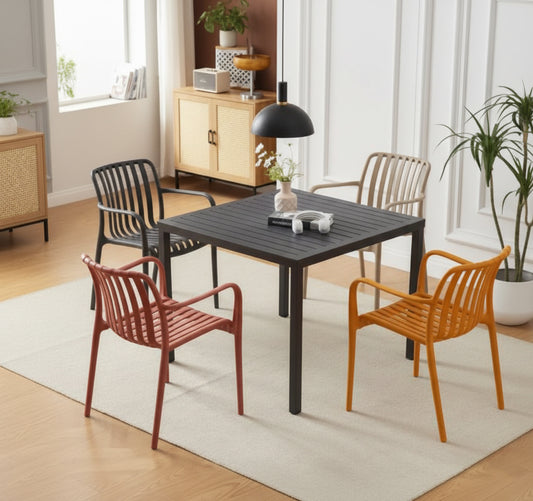 INFINI HOMES Single Dining Chair UAE - Model K827 Black PP Metal Frame 80x80cm Dubai Abu Dhabi Sharjah