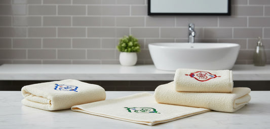 Luxury personalized Ramadan towel set featuring premium cotton fabric and Islamic patterns for UAE homes