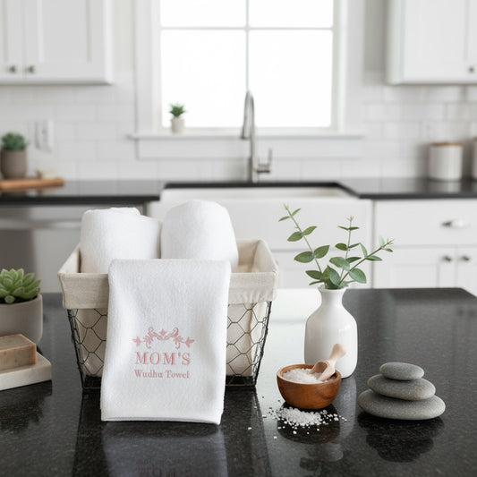 Premium Wudhu Towel UAE with Ramadan embroidery - 600 GSM cotton for mosques Dubai Abu Dhabi Sharjah - Islamic prayer towel