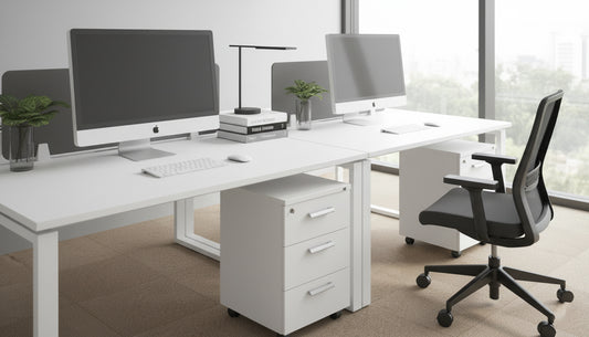 2 Person Office Workstation Desk with Drawers 140x140cm - Dubai UAE