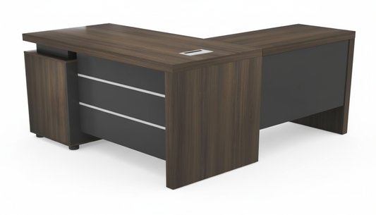 INFINI HOMES Executive Table UAE - Model KENO-140L Walnut Grey 140x70cm +80x40cm Extension Dubai Abu Dhabi Sharjah