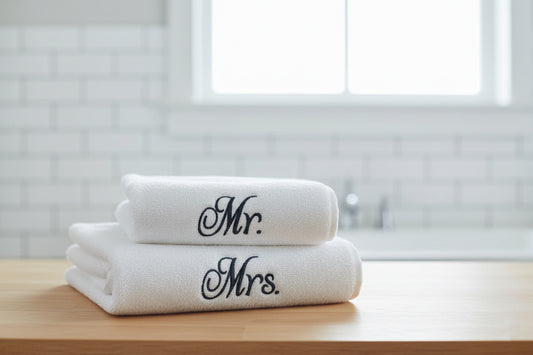 INFINI HOMES Luxury Embroidered Mr & Mrs Personalized Hand Towel Set - Premium 100% Cotton Bath Linen UAE