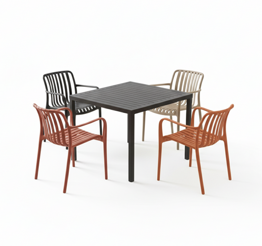 INFINI HOMES Single Dining Chair UAE - Model K827 Black PP Metal Frame 80x80cm Dubai Abu Dhabi Sharjah