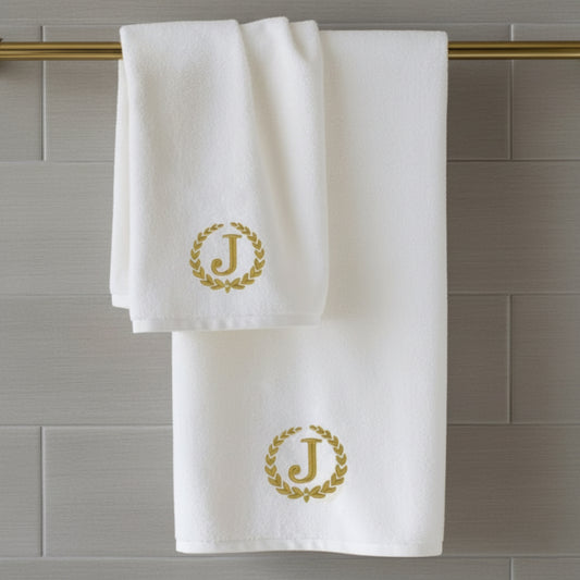 Personalized monogrammed towels Dubai - custom embroidered luxury bath linens UAE