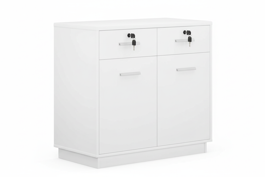 White Credenza Side Table with Storage | 2 Drawer 2 Door | 80x40x75cm | UAE