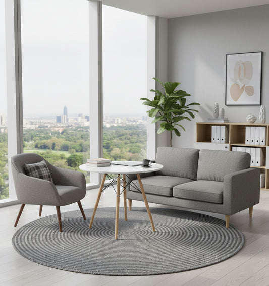 Round Side Table Dubai - Premium White Top Wood Support | UAE Furniture