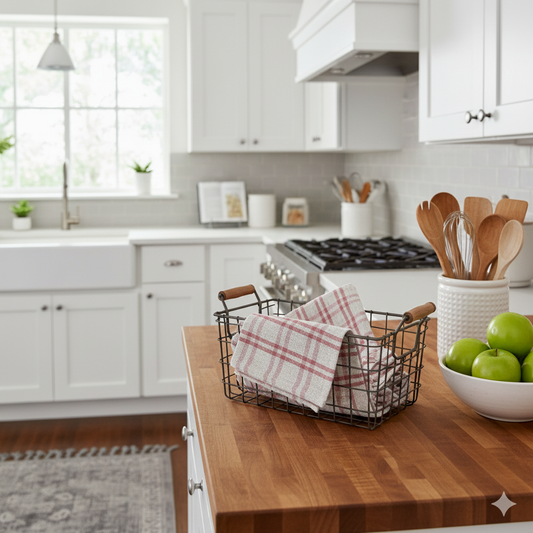 INFINI HOMES Orchard Pink Multi Checks Tea Towel Set - Premium Kitchen Linens UAE