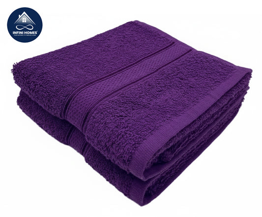 INFINI HOMES Daffodil Premium Hand Towel Set of 2 – 100% Cotton, 40x60 cm, 600 GSM, Hotel & Spa Quality Bath Linen (Purple)