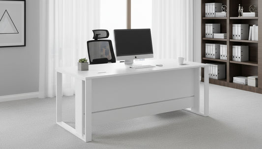 Office Desk with Metal Legs & Drawer 120cm - White | Dubai UAE