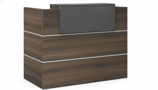 INFINI HOMES Reception Table UAE - Model RCP-160-BG 160x70x105cm Aluminum Strips Dubai Abu Dhabi Sharjah