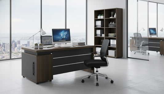 Executive Office Desk 120x60cm - Premium Walnut Grey | Dubai UAE