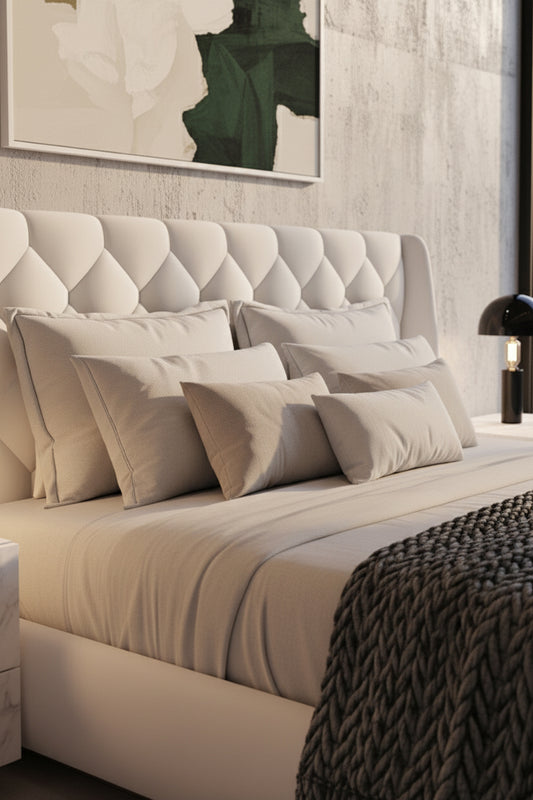 Premium Upholstered Platform Bed 150x190cm - Dubai Abu Dhabi UAE Delivery