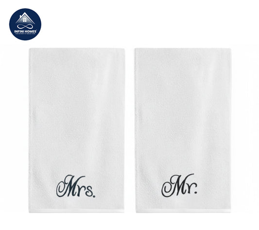 INFINI HOMES Luxury Personalized Mr & Mrs Bath Towel Set - Premium 600 GSM Cotton Towels UAE