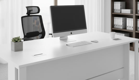 Office Desk with Metal Legs & Drawer 120cm - White | Dubai UAE