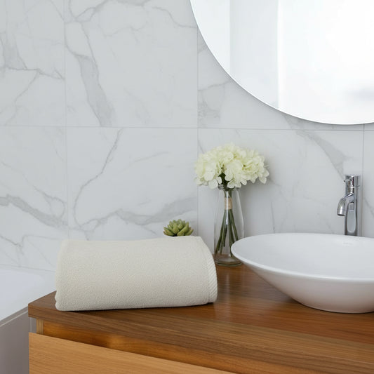 Premium 600 GSM white cotton hand towel 50x80cm by Iris - luxury bathroom towels Dubai UAE