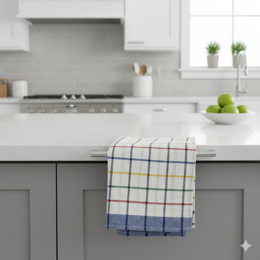 Blue Red Kitchen Towels UAE Set of 6 | Multi Checks Tea Towels 50x70cm Dubai Abu Dhabi | INFINI HOMES