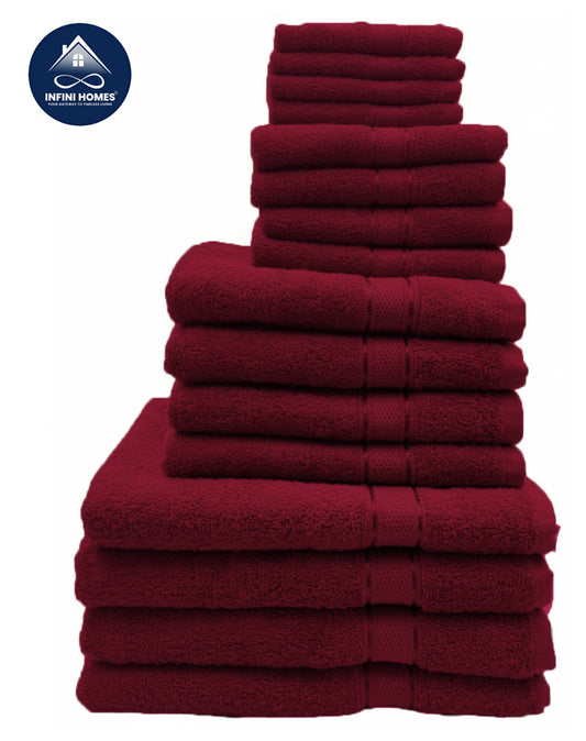 Premium Burgundy Bath Towel Set UAE | 16 Piece Family Pack Cotton Dubai Abu Dhabi