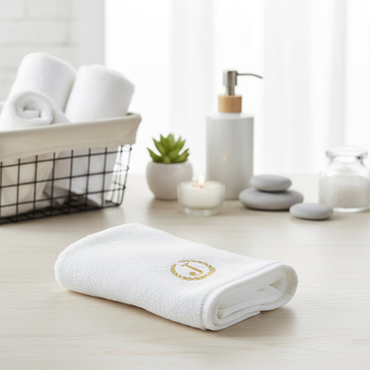 Premium 600 GSM monogrammed hand towel UAE - luxury cotton bath linen Dubai Abu Dhabi