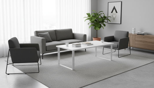 INFINI HOMES Coffee Table UAE - Model CT-MT-120-WT White 120x60cm Metal Legs Dubai Abu Dhabi Sharjah