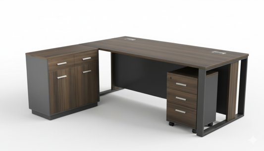 Office Desk Set with Side Table & Pedestal Drawer 160x80cm - Dubai UAE | INFINI HOMES