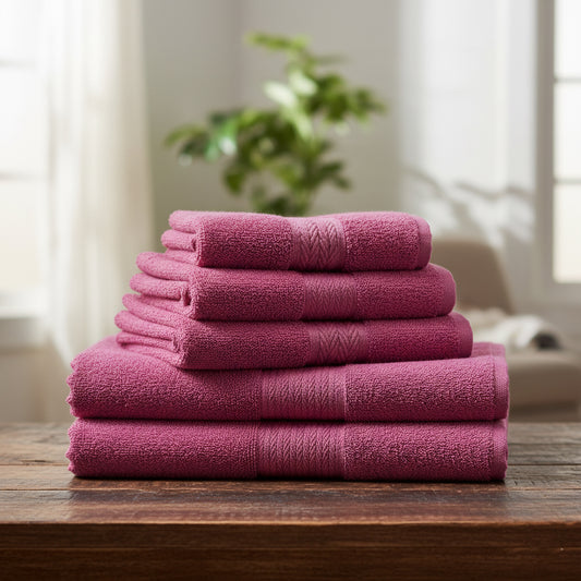 Premium fuchsia pink face towels 500 GSM cotton Dubai UAE - luxury hotel quality bathroom towel set 6 pack 30x30cm