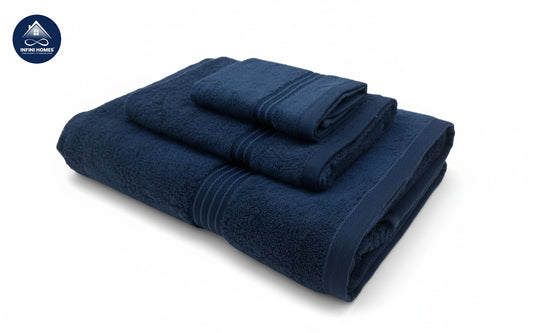 INFINI HOMES Navy Blue Luxury Cotton Towel Set - Premium Hotel Quality Bath Linen UAE