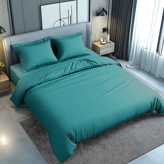 Premium Dyed Bedsheet Aqua 160x220cm - Ultra-Soft Microfiber | UAE Delivery