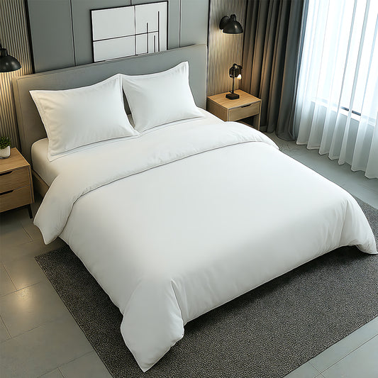Luxury White Bedsheet Set UAE | Premium Microfiber | 220x240cm | Delivery Dubai Abu Dhabi