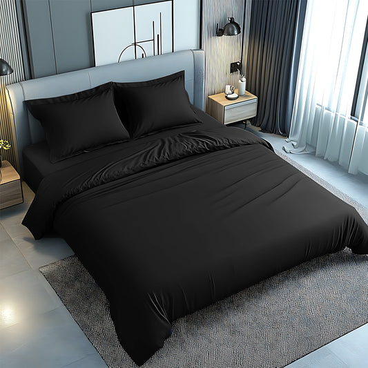 Premium 6-Piece Bedding Set UAE | Black Microfiber Duvet Cover 220x240cm | Dubai Abu Dhabi Sharjah Delivery
