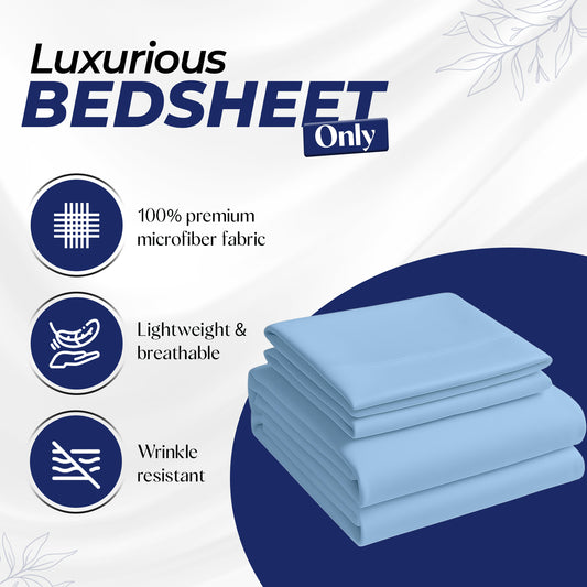 Premium Dyed Bedsheet Sky Blue 160x220cm | UAE Delivery to Dubai, Abu Dhabi & All Emirates
