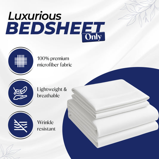 Premium Luxury Bedsheet UAE | White Microfiber 160x220cm | Dubai Abu Dhabi Sharjah Delivery