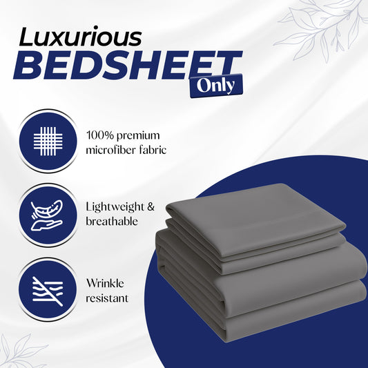 Premium Dyed Bedsheet UAE | Gray 160x220cm | Dubai Abu Dhabi Sharjah Delivery