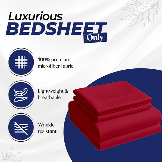 Luxury Dyed Bedsheet Maroon 160x220cm - Premium Microfiber | UAE Delivery to Dubai, Abu Dhabi, Sharjah
