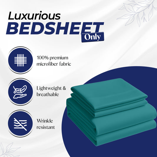 Premium Dyed Bedsheet Aqua 160x220cm - Ultra-Soft Microfiber | UAE Delivery