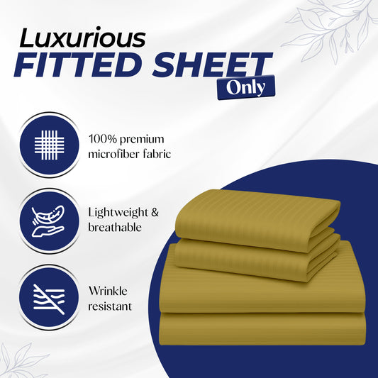 Luxury Stripe Fitted Sheet 150x200cm - Premium Microfiber Bedding UAE | Dubai Abu Dhabi Sharjah